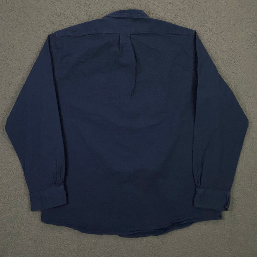 Brooks Brothers Button Down Shirt Mens XL Navy Seersucker Regular Fit - Picture 4 of 8